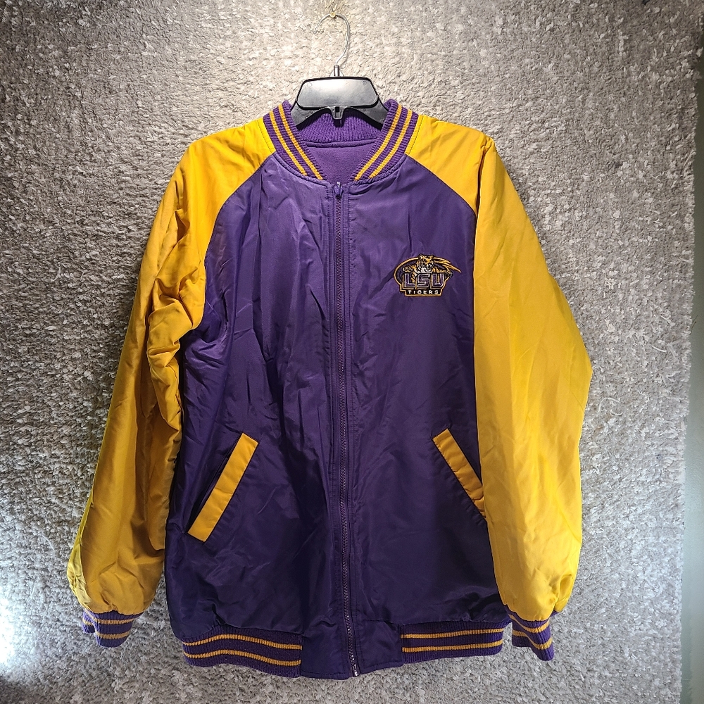 LSU Tigers Purple Jacket Youth XL 18-20 Louisiana State Varsity Bomber Polyester